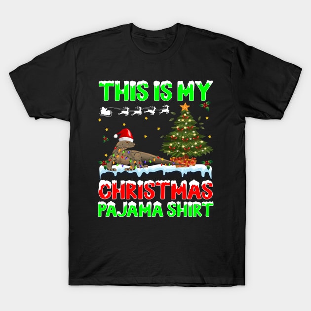 Komodo this is my Christmas pajama shirt - funny Christmas pajama shirt gift Komodo lover - Komodo with Santa hat Christmas shirt T-Shirt by TeesCircle